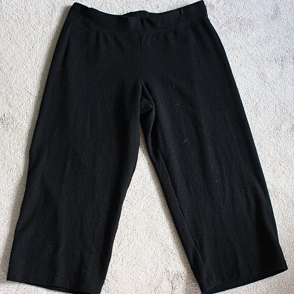 Eileen Fisher Vintage - Knitted Wool Wide Leg Crop Pants - Nerd Chic Style - L - Picture 1 of 7